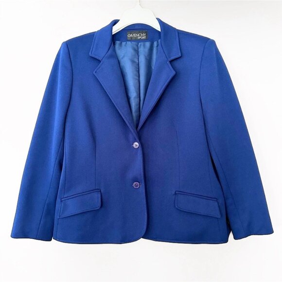 Givenchy Sport Single Breasted Blazer Suit Jacket Coat Women 16 VTG Navy Blue - Picture 1 of 9